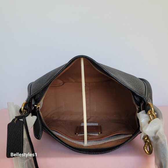 COACH Cary Soft Pebbled Leather with Convertible Straps Crossbody- Black color - Picture 13 of 16